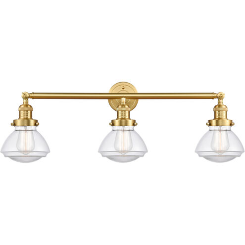Franklin Restoration Olean LED 31 inch Satin Gold Bath Vanity Light Wall Light in Clear Glass, Franklin Restoration