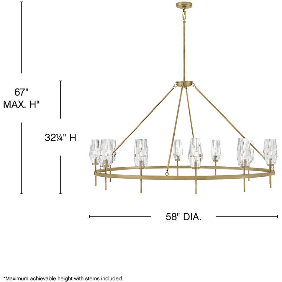 Ana 12 Light 58 inch Heritage Brass Chandelier Ceiling Light