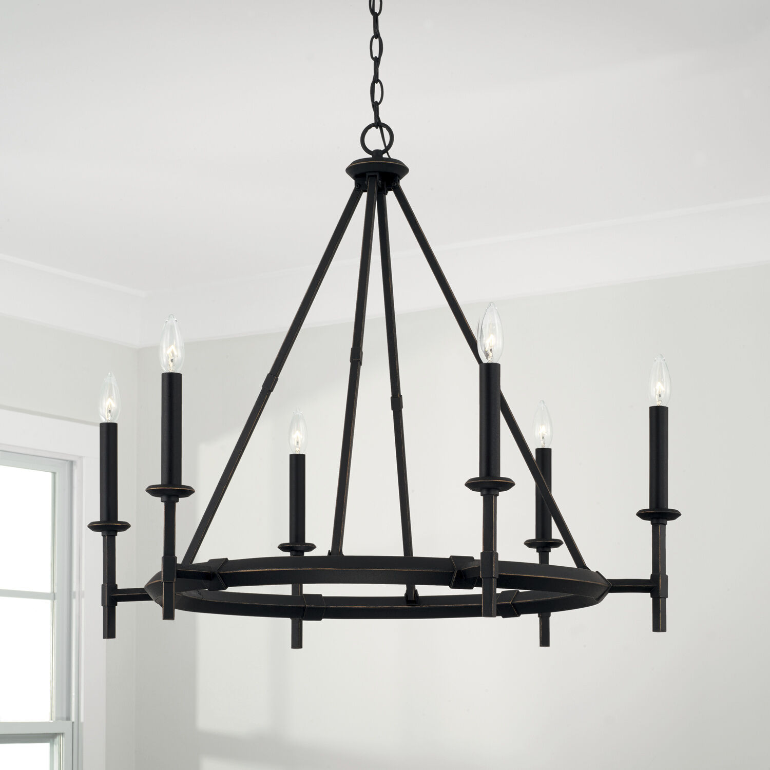 Ogden 6 Light 33 inch Brushed Black Iron Chandelier Ceiling Light