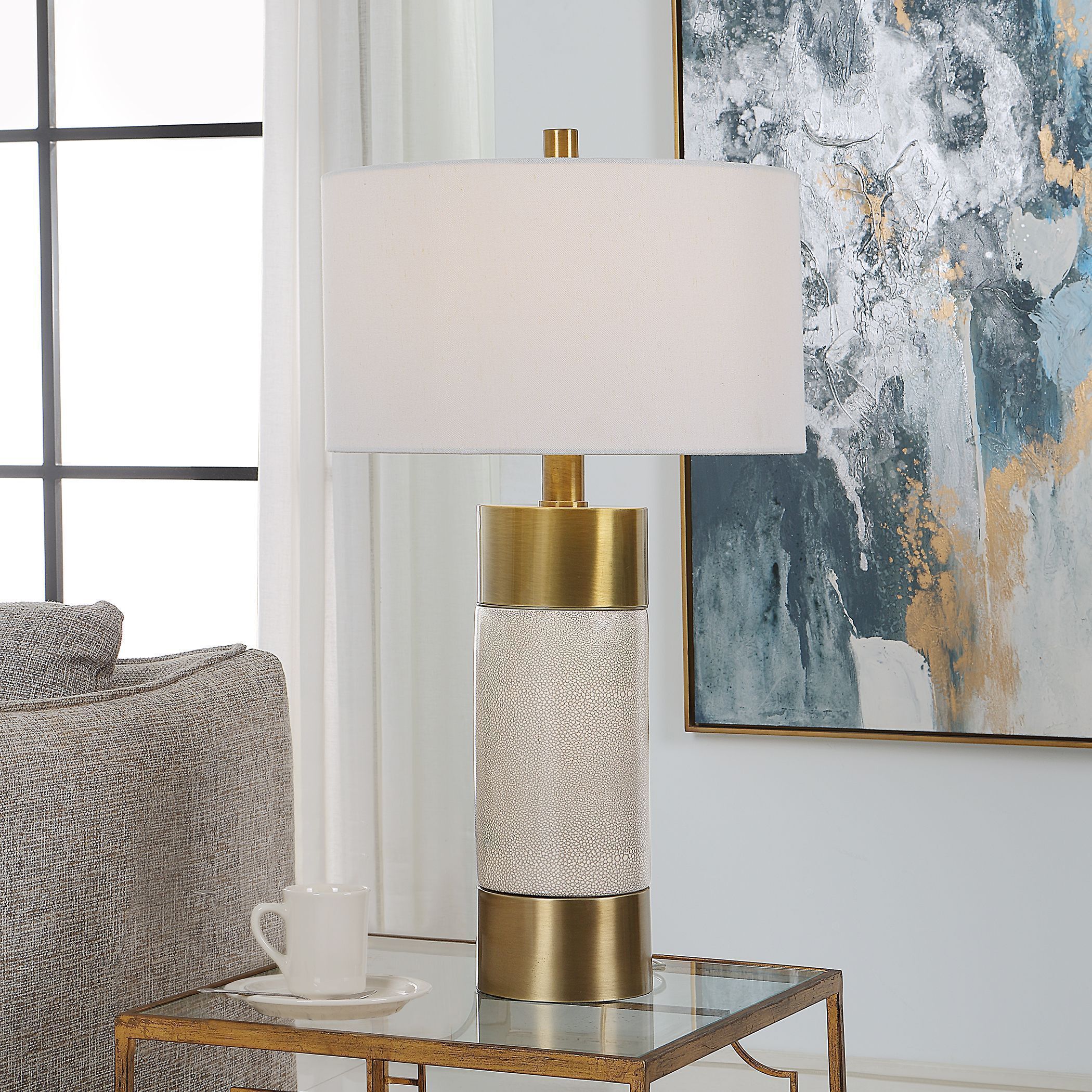 Uttermost 30124 1 Adelia 31 inch 150.00 watt Brushed Brass and