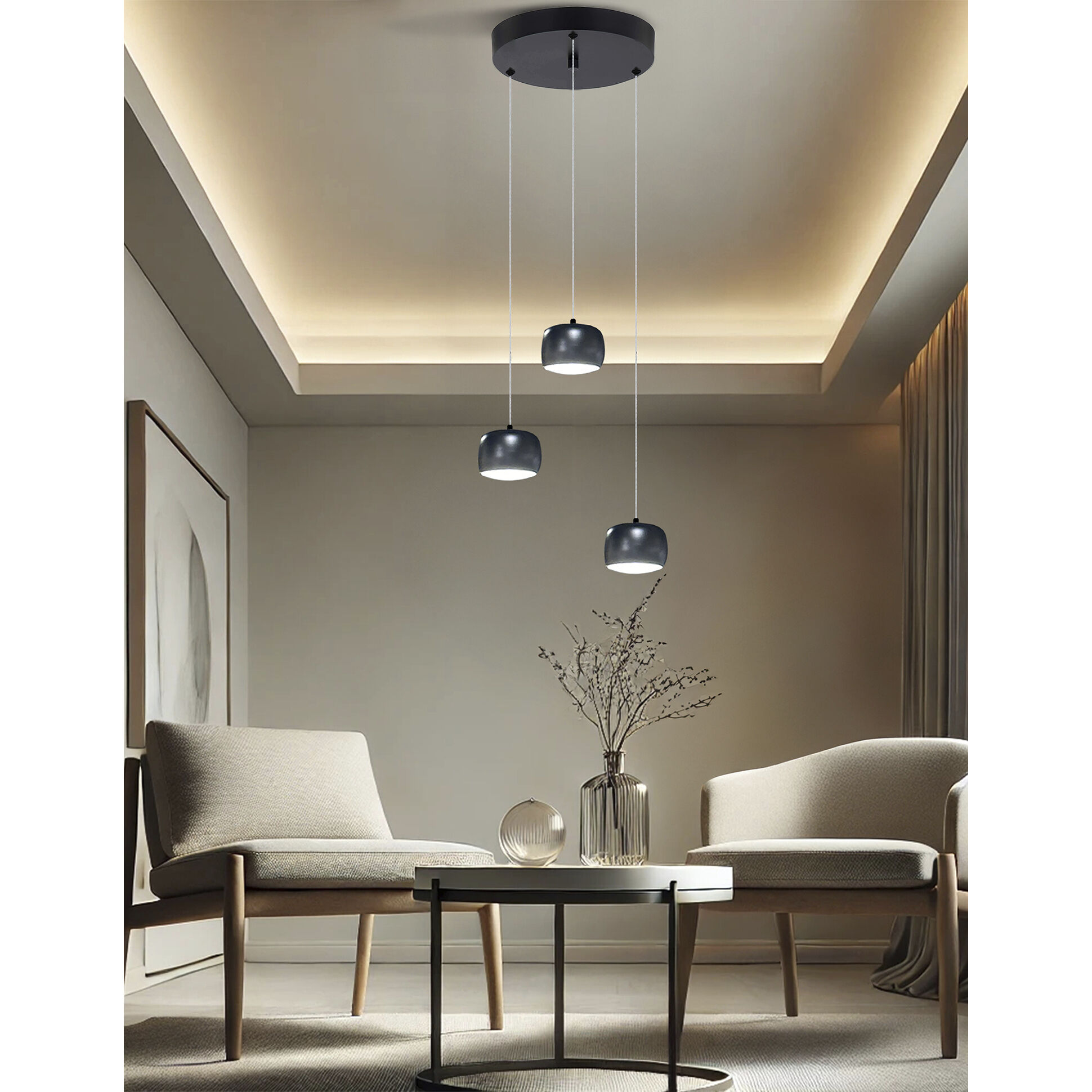 Frascati 3 Light 11.75 inch Matte Black Pendant Ceiling Light