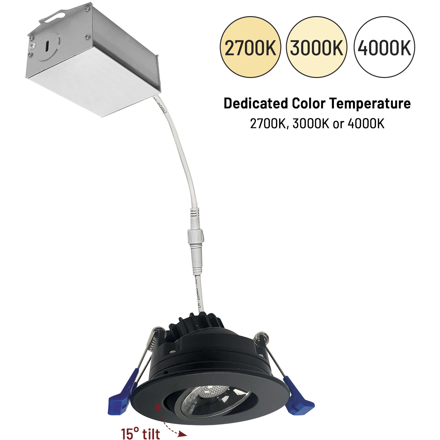 M2 Matte Black Mini Recessed Gimbal in 3000K, 600