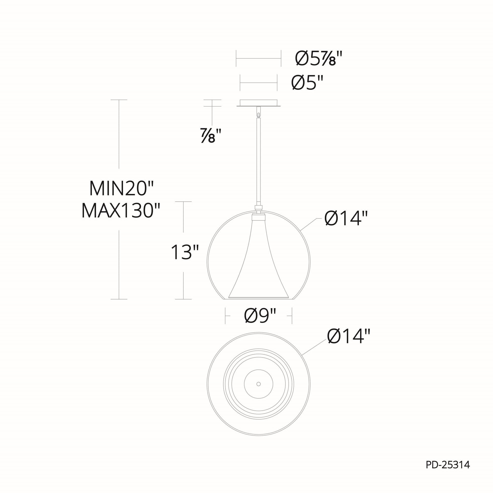 Chantilly LED 14 inch Black Pendant Ceiling Light, dweLED