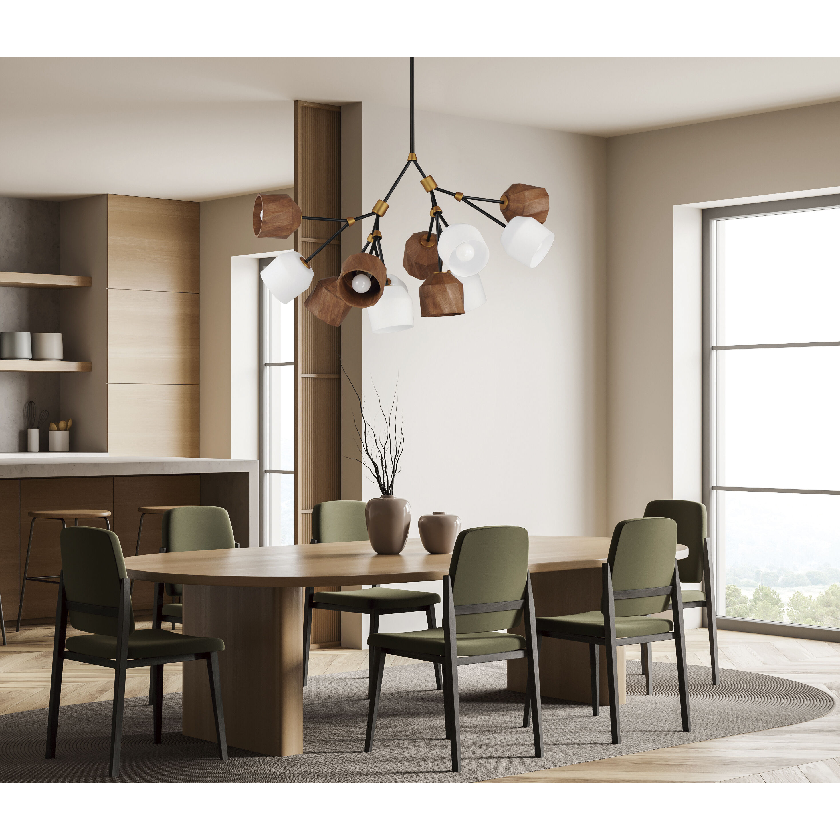 Akimbo LED 40.75 inch Dark Bronze and Antique Brass Multi-Light Pendant Ceiling Light