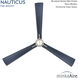 Nauticus 65 inch Brushed Nickel Wet with Navy Blades Smart Indoor/Outdoor Ceiling Fan