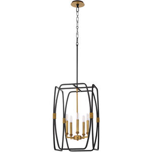 Bishop 5 Light 14.5 inch Matte Black and Brushed Brass Pendant Ceiling Light