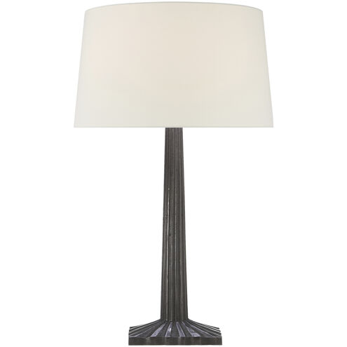 Chapman & Myers Strie 29.75 inch 100 watt Aged Iron Table Lamp Portable Light in Linen