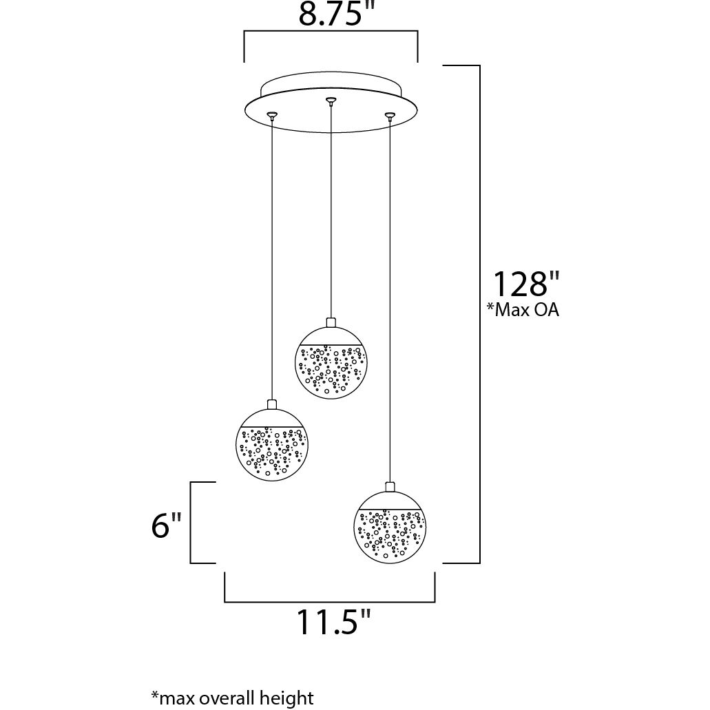Orb II LED 11.5 inch Polished Chrome Multi-Light Pendant Ceiling Light
