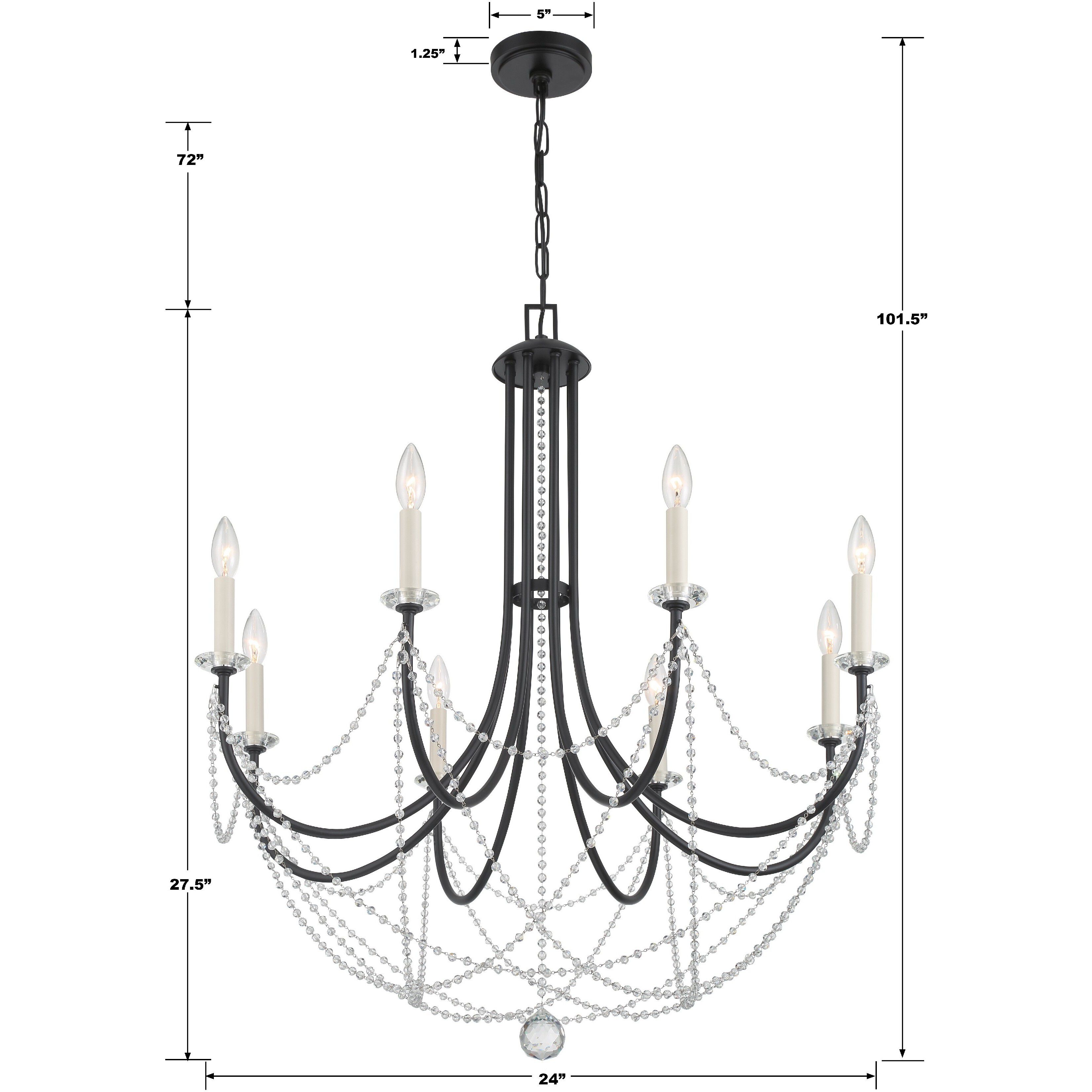Delilah 6 Light 24 inch Matte Black Chandelier Ceiling Light