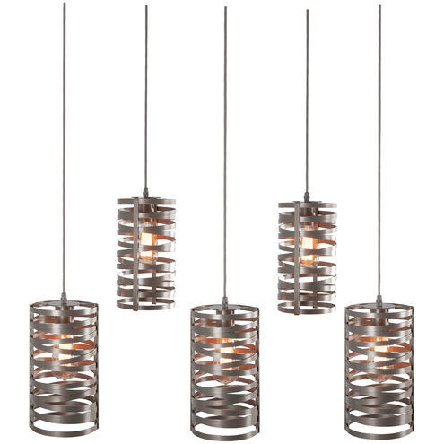 Tempest 9 Light Classic Silver Linear Pendant Ceiling Light in Exposed Bulb, E26 Incandescent, Multi-Pendant