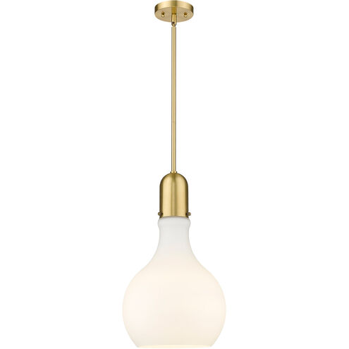 Amherst 1 Light 12 inch Satin Gold Mini Pendant Ceiling Light in Matte White Glass