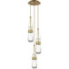 Milan 3 Light 11.88 inch Brushed Brass Multi Pendant Ceiling Light in Clear Glass