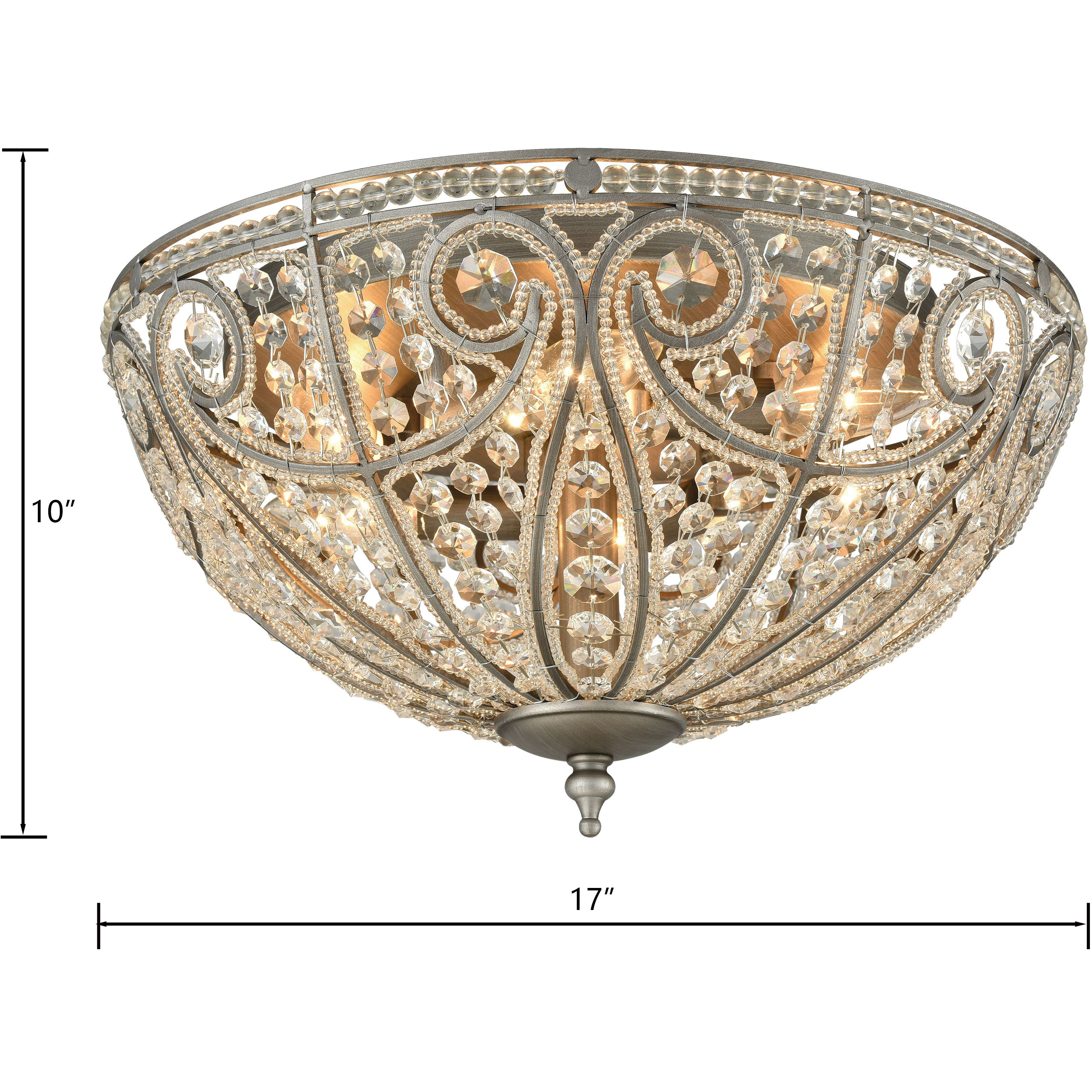 Elizabethan 6 Light 17 inch Weathered Zinc Flush Mount Ceiling Light