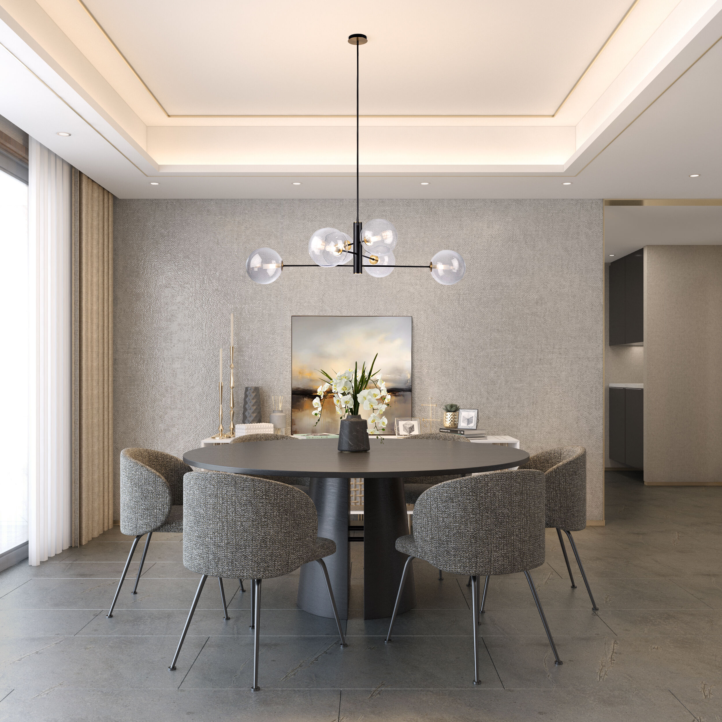 Aurelia 6 Light 34.5 inch Matte Black and Brass Chandelier Ceiling Light