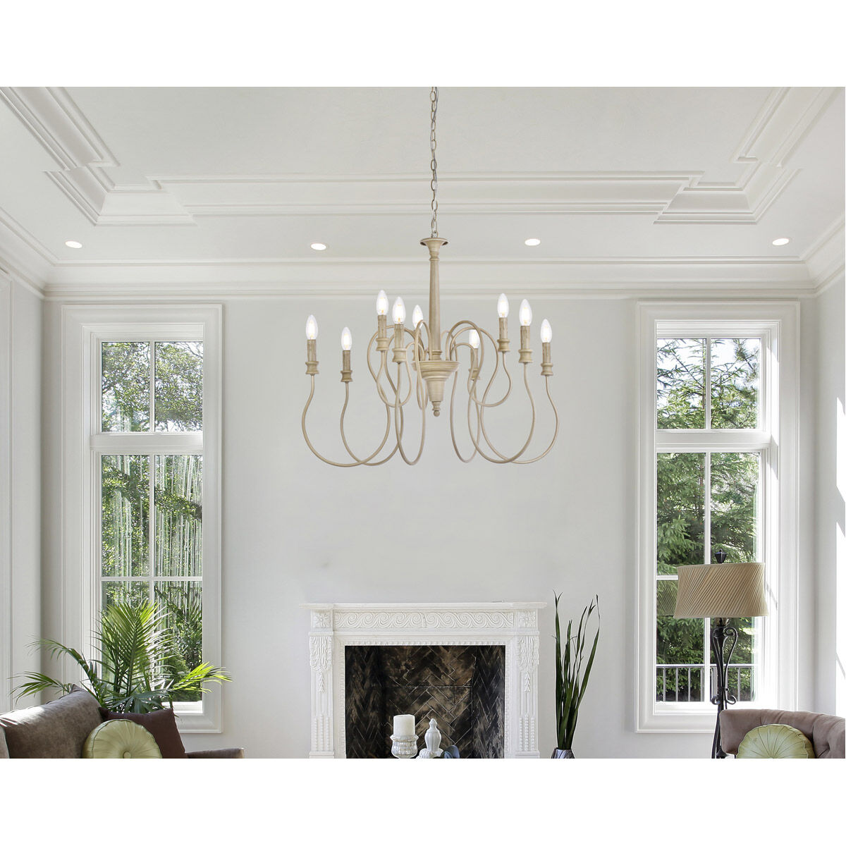 Flynx 9 Light 31 inch Weathered Oak Pendant Ceiling Light