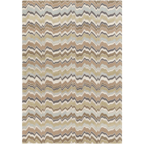 Modern Classics Light Sage/Tan/Charcoal/Dark Brown Handmade Rug