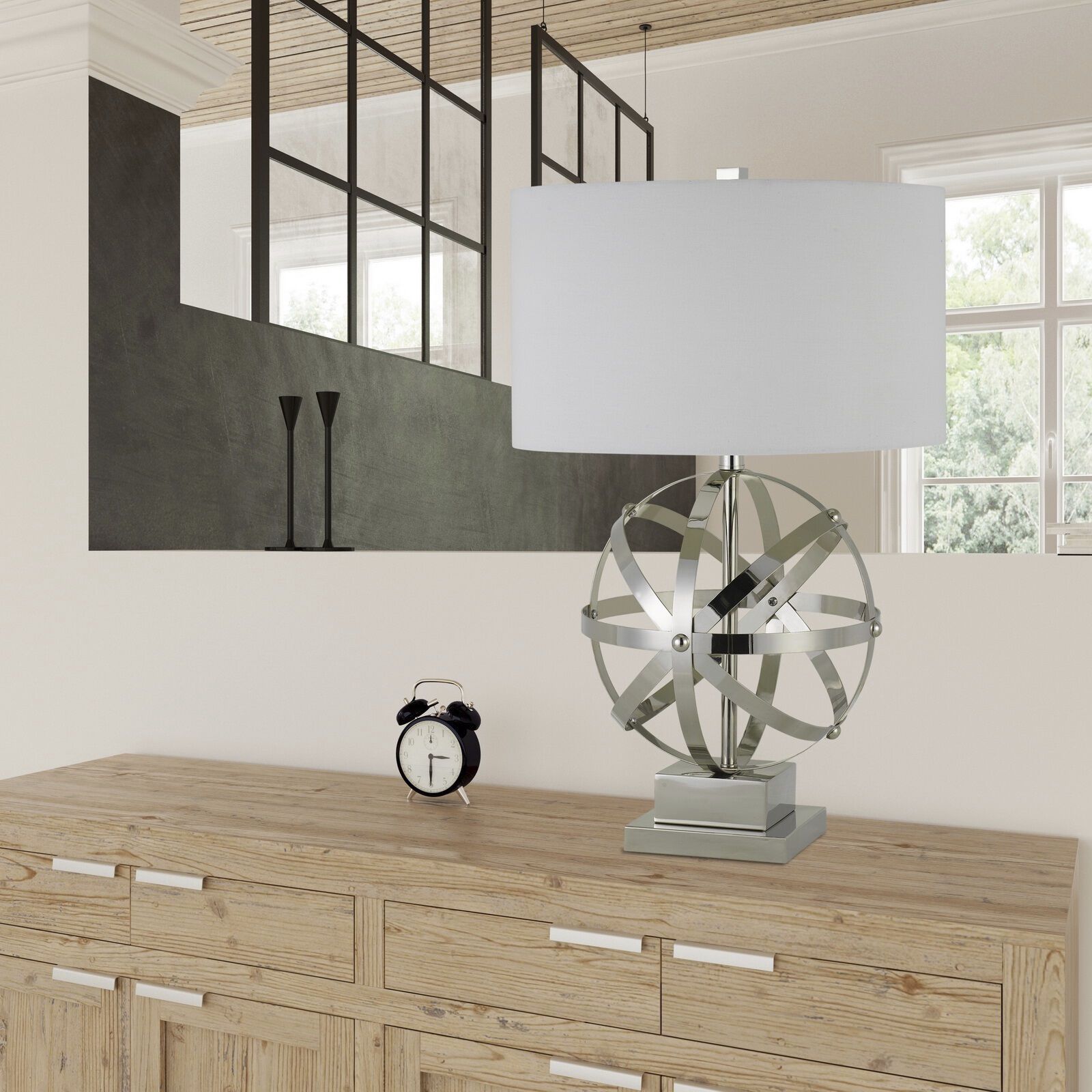 Vittoria 27 inch 150 watt Brushed Steel Table Lamp Portable Light