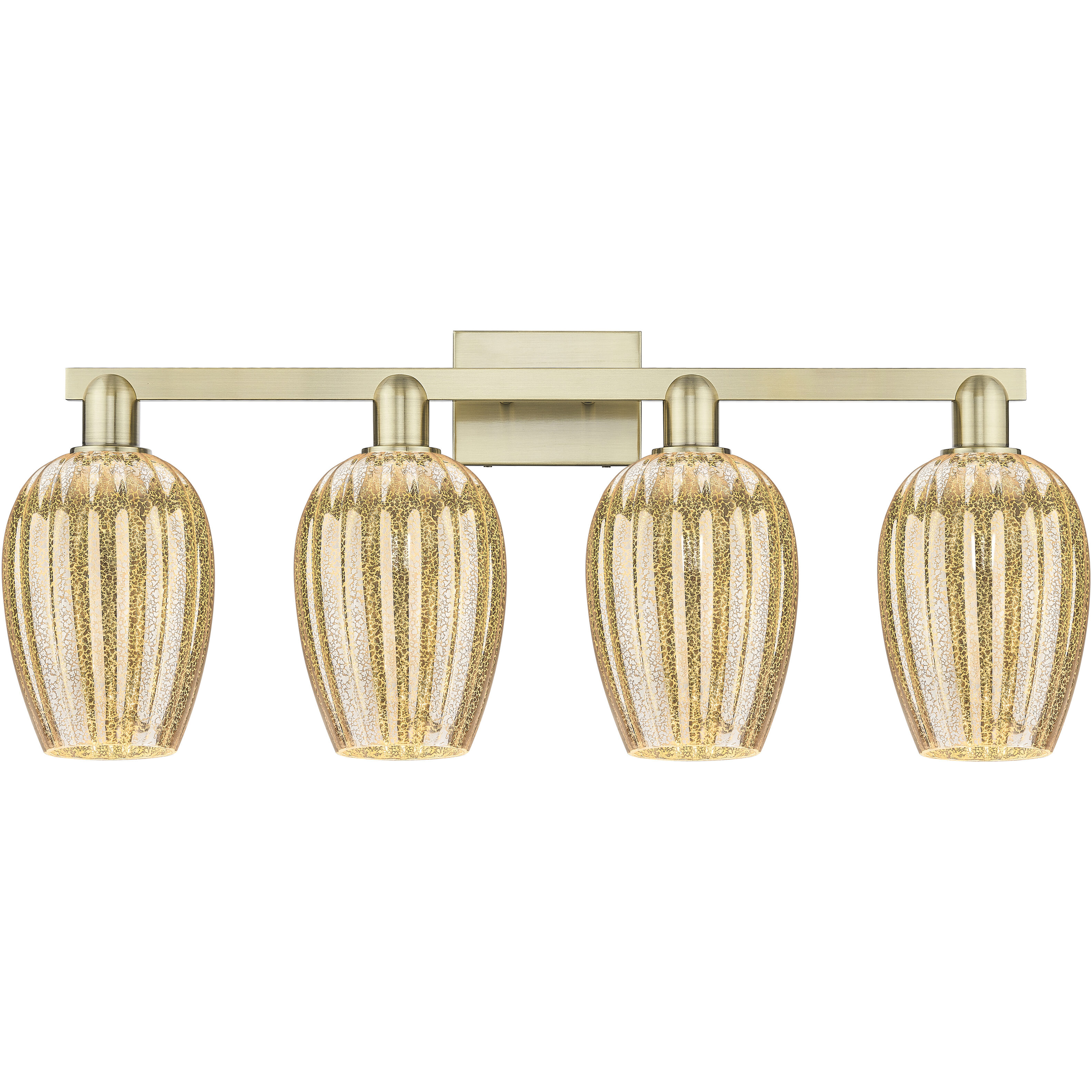 Preston 4 Light 36 inch Antique Brass Bath Vanity Light Wall Light in Mercury Glass