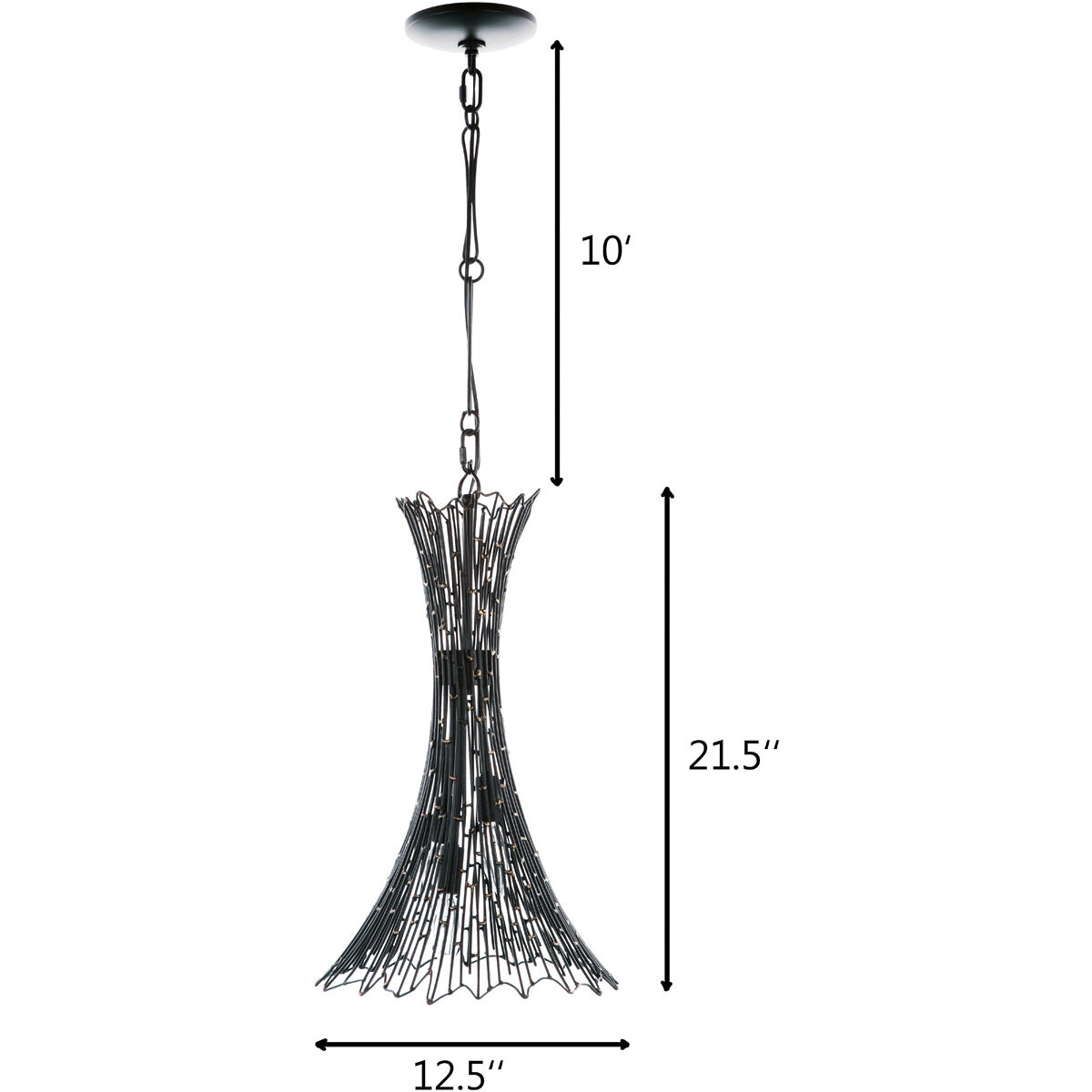 Rikki 3 Light 13 inch Carbon and Aged Gold Pendant Ceiling Light