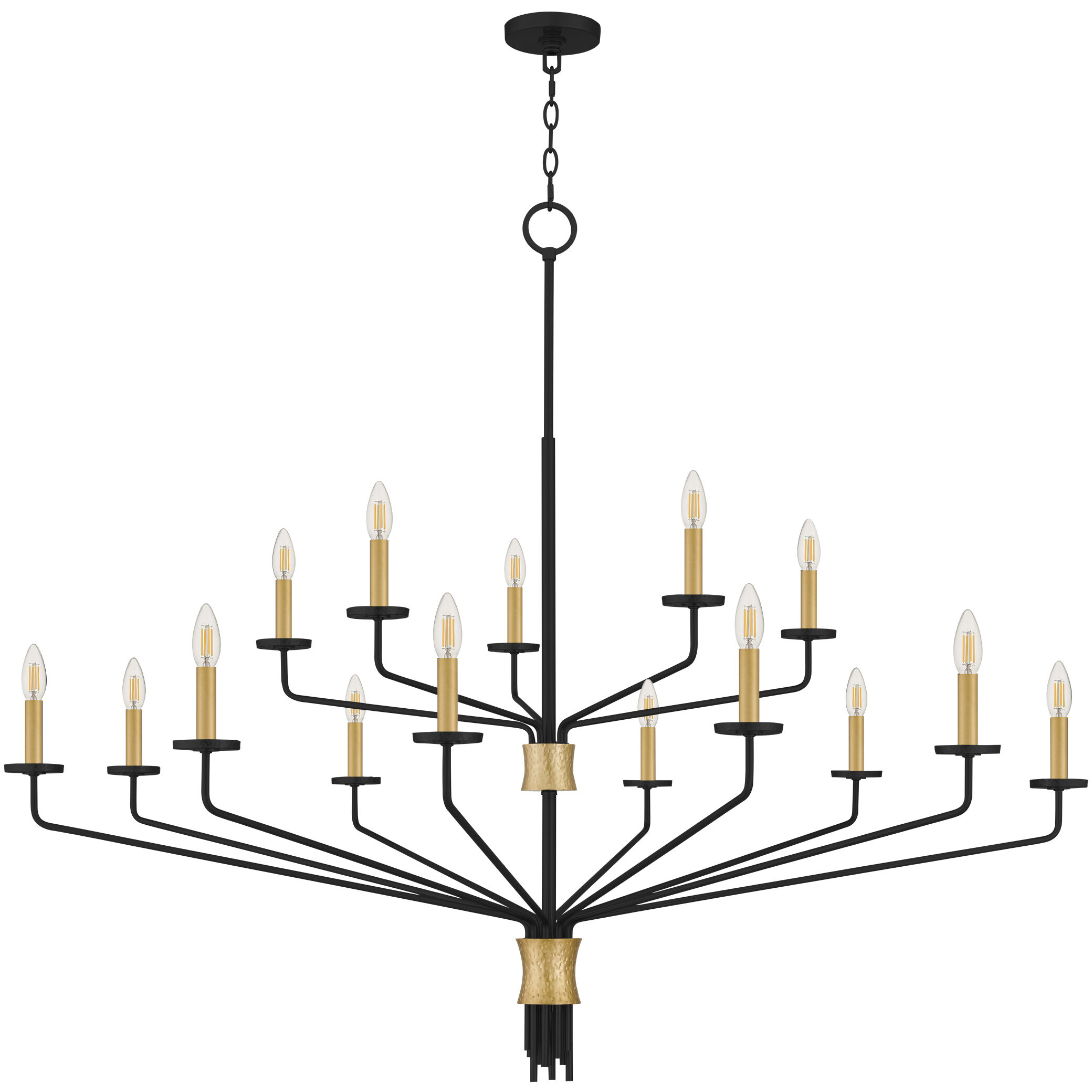 Alexander 15 Light 55 inch Matte Black Chandelier Ceiling Light