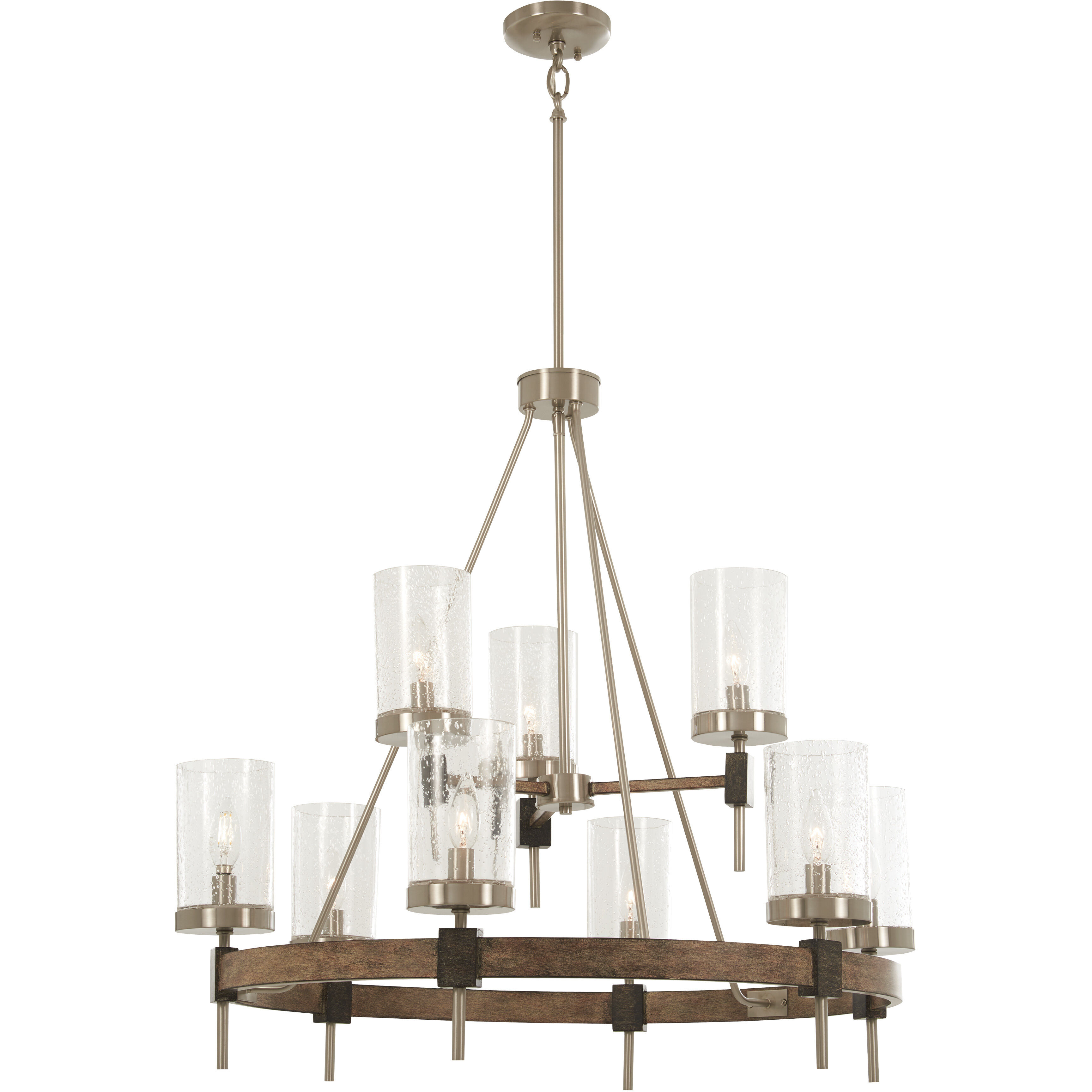 Bridlewood 9 Light 32 inch Stone Grey/Brushed Nickel Chandelier Ceiling Light