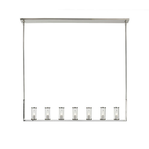Revolve 7 Light 47.25 inch Clear Glass and Polished Nickel Linear Pendant Ceiling Light