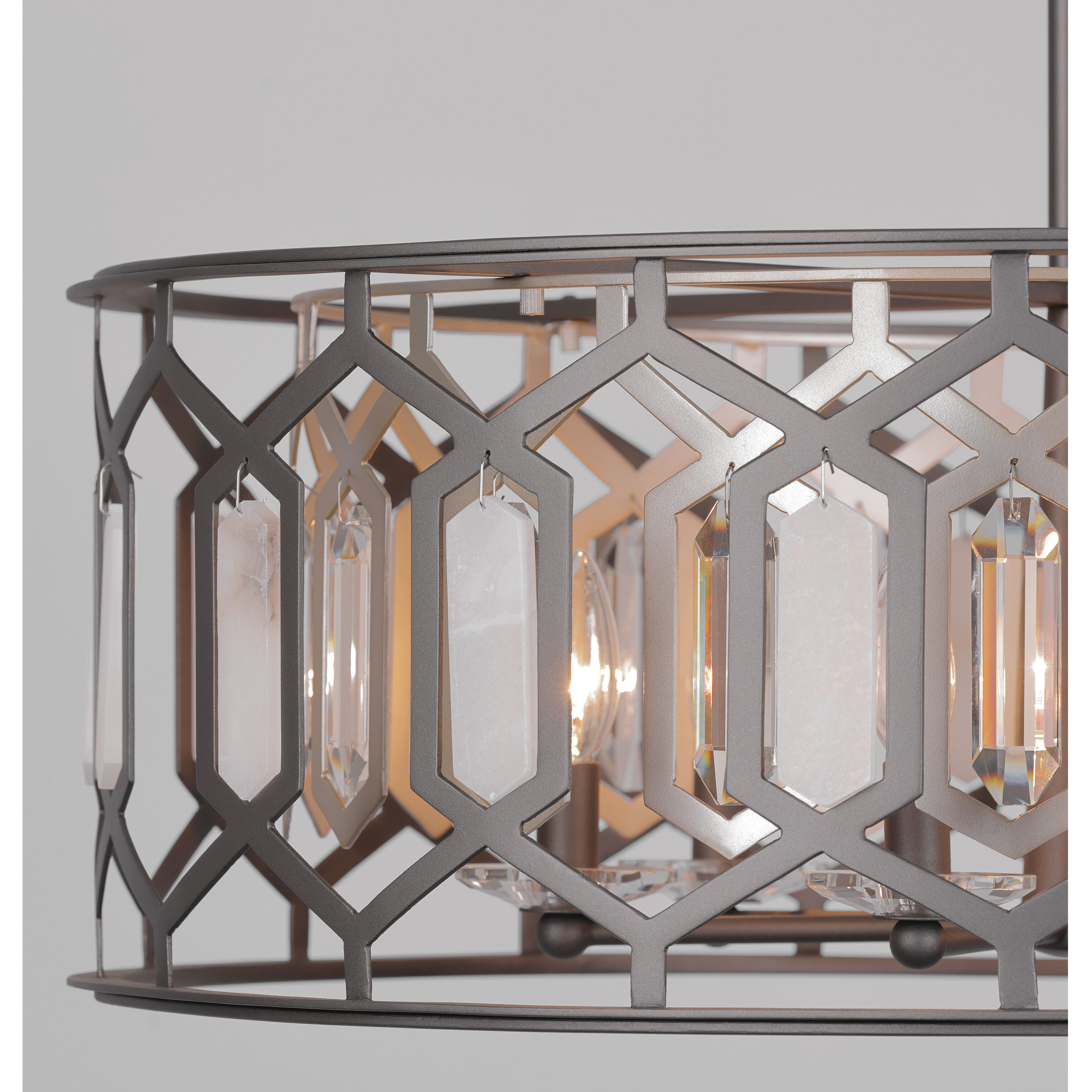 Hexly 6 Light 28 inch Bronze and Sultry Silver Pendant Ceiling Light