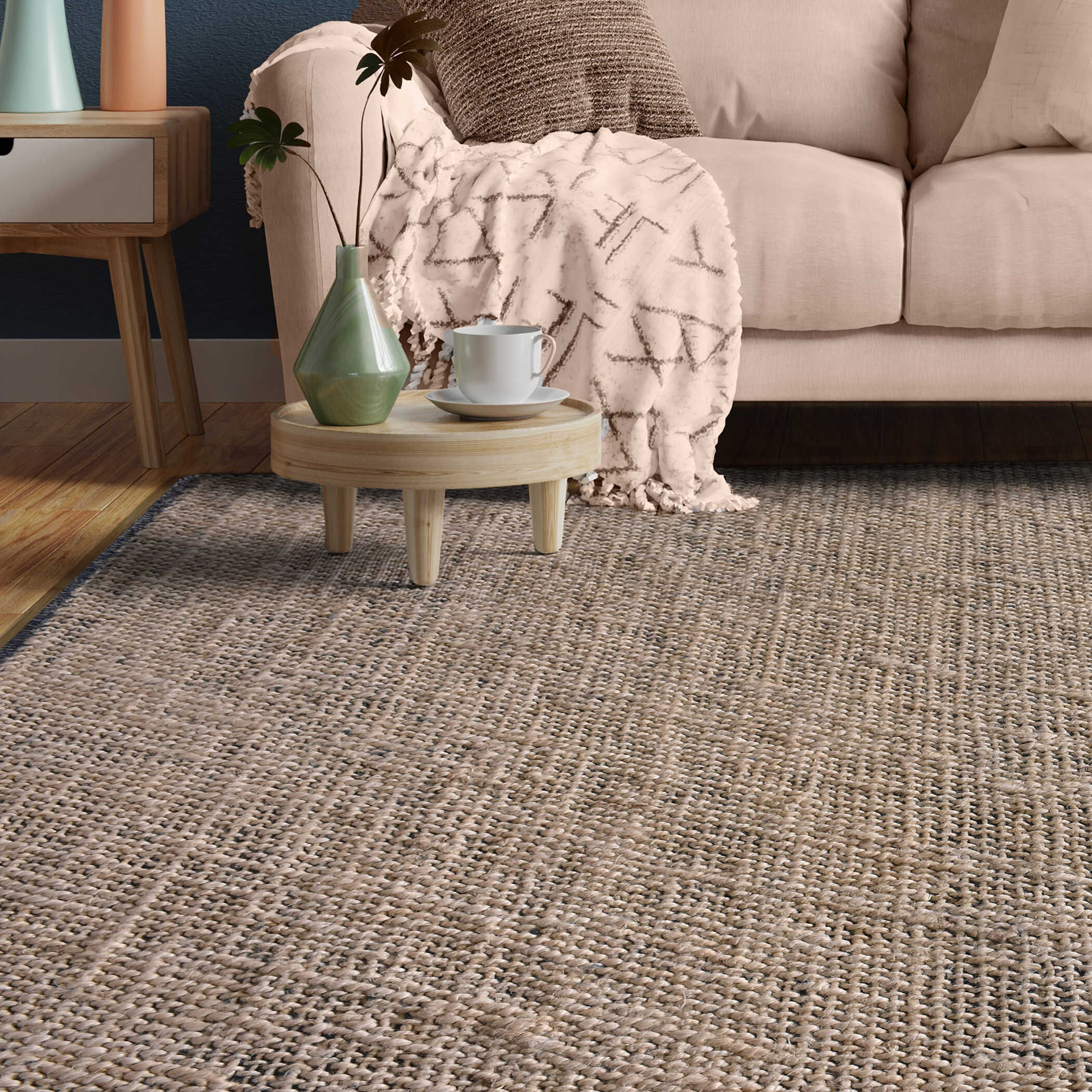 Hayden 108 X 72 inch Ivory Jute and Blue Denim Rug, 6ft x 9ft