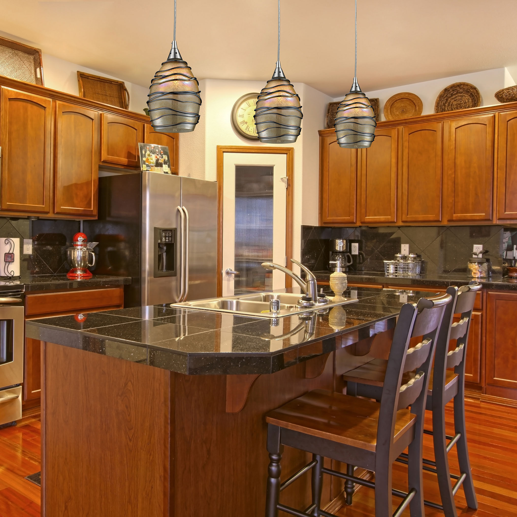 Vines 1 Light 5 inch Satin Nickel Mini Pendant Ceiling Light in Tan Glass