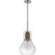 Rochelle 1 Light 11 inch Brushed Steel and Wood Mini Pendant Ceiling Light