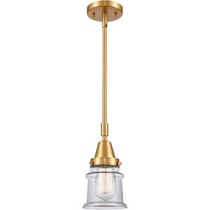 Franklin Restoration Small Canton 1 Light 7 inch Satin Gold Mini Pendant Ceiling Light in Clear Glass