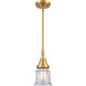 Franklin Restoration Small Canton LED 7 inch Satin Gold Mini Pendant Ceiling Light in Clear Glass