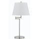 Andros 28 inch 150 watt Brushed Steel Swing Arm Table Lamp Portable Light