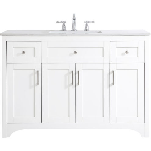 Moore 48 X 22 X 34 inch White and Brushed Nickel with Calacatta Quartz Vanity Sink Set