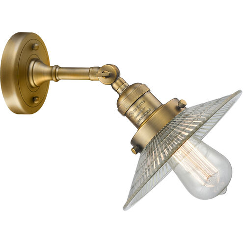 Franklin Restoration Halophane 1 Light 9 inch Brushed Brass Sconce Wall Light in Clear Halophane Glass, Franklin Restoration