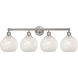 Edison White Mouchette 4 Light 35 inch Satin Nickel Bath Vanity Light Wall Light