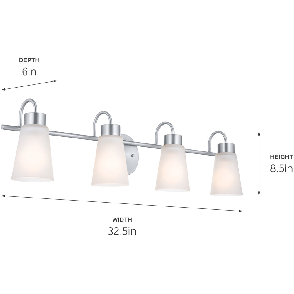 Erma 4 Light 32.5 inch Brushed Nickel Bath Vanity Light Wall Light, 4 Arm