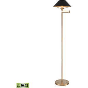 Arcadia 63 inch 9.00 watt Aged Brass with Black Floor Lamp Portable Light, Swingarm
