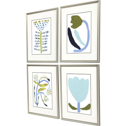 Florals Blue and Green and Multi and White Framed Art