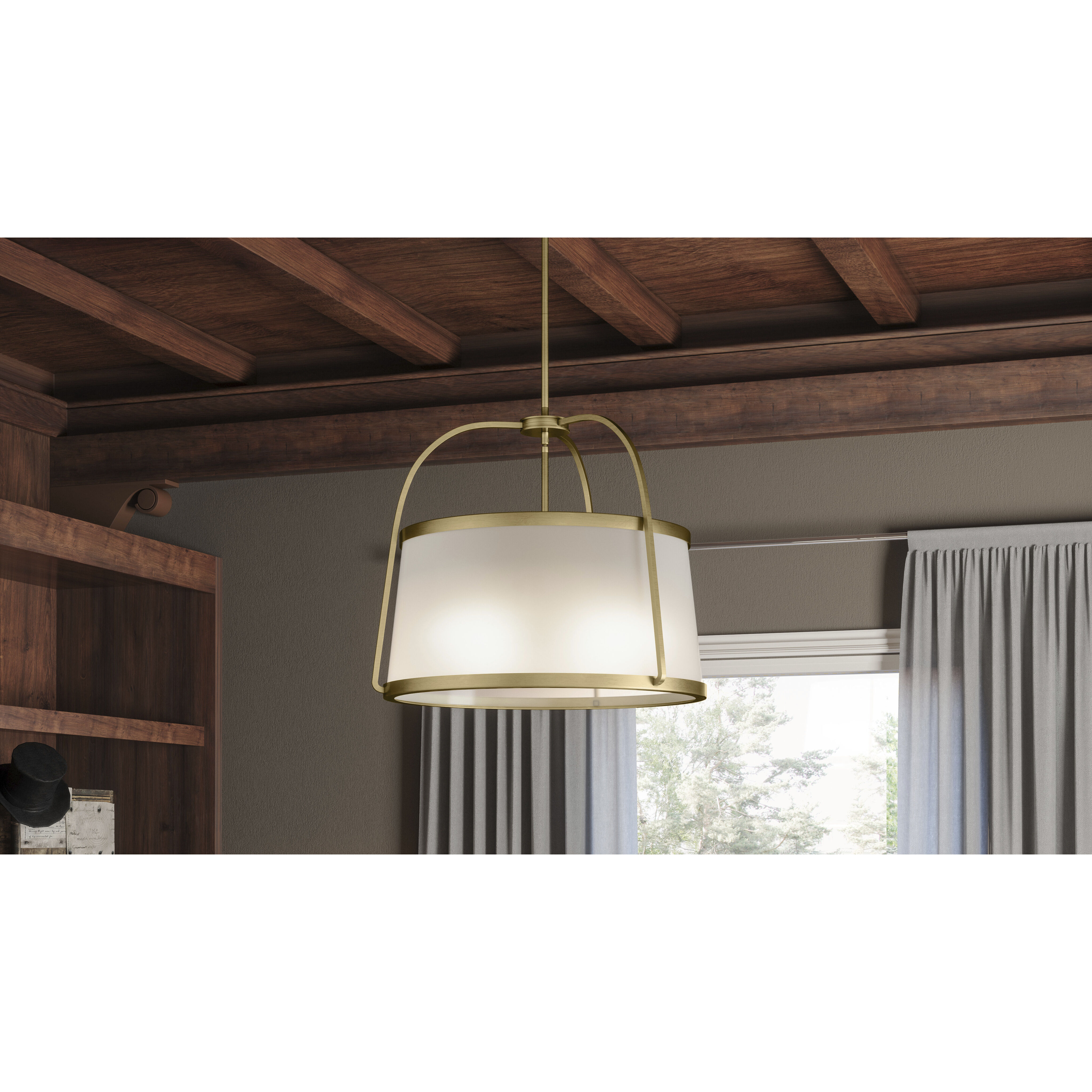York 4 Light 20 inch Weathered Brass Pendant Ceiling Light
