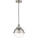 Edison Hampden LED 9 inch Brushed Satin Nickel Mini Pendant Ceiling Light in Clear Glass