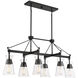 Lakewood 6 Light 40 inch Matte Black Linear Chandelier Ceiling Light, Essentials