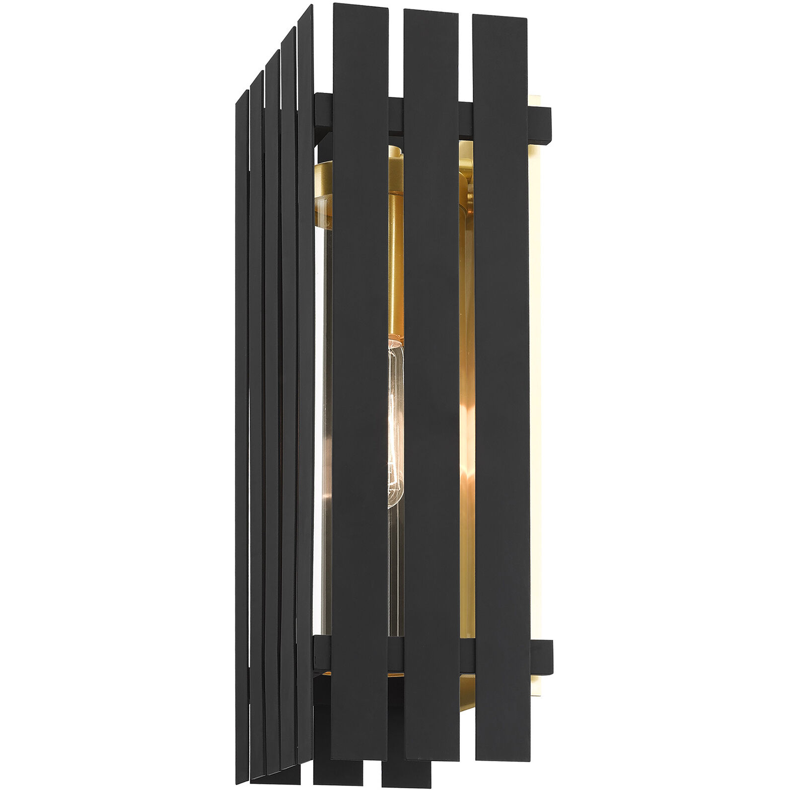 Greenwich 1 Light 17 inch Black with Satin Brass Accents Outdoor Wall Lantern