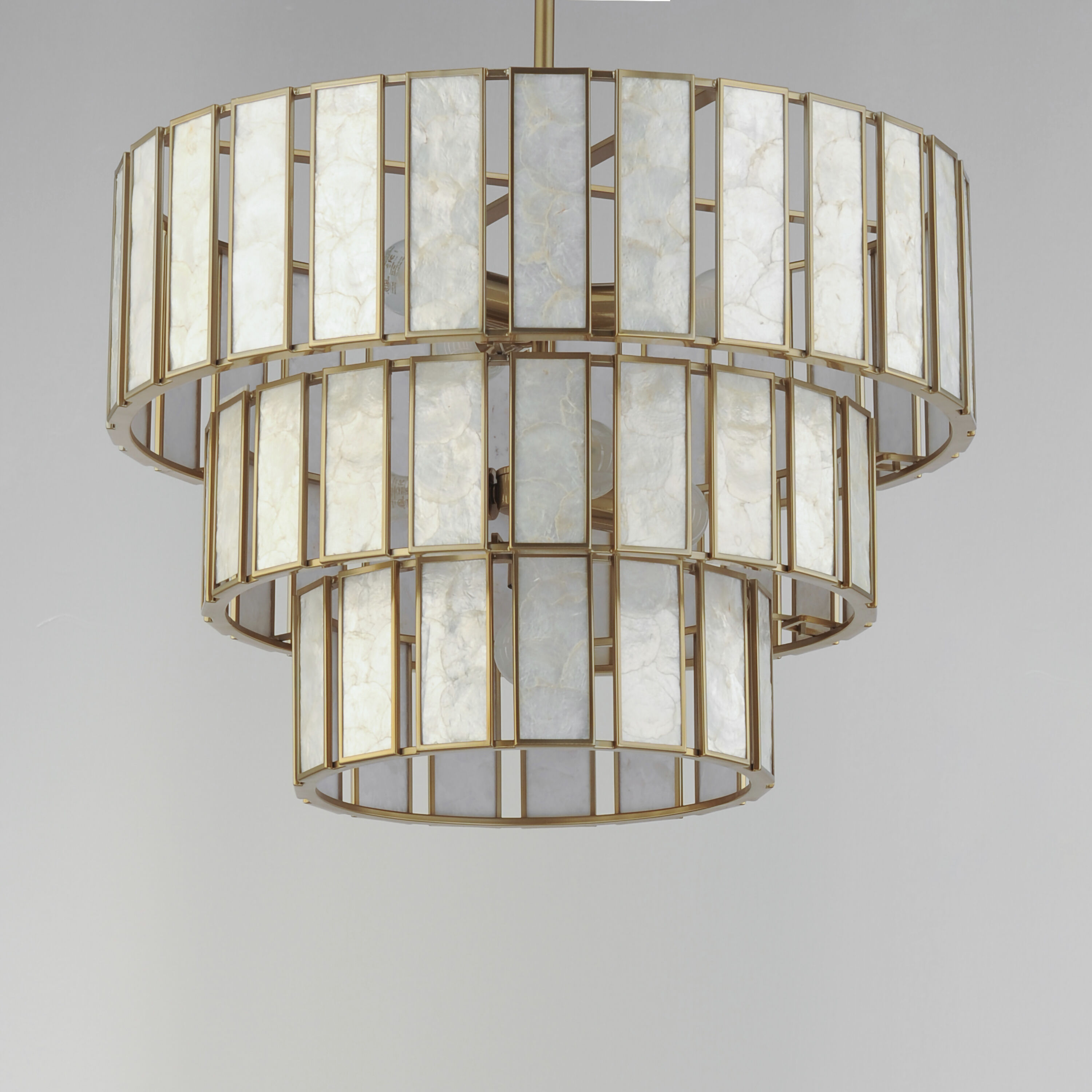 Miramar 7 Light 25.75 inch Capiz and Natural Aged Brass Chandelier Ceiling Light