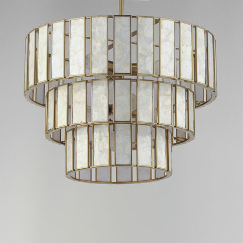 Miramar 7 Light 25.75 inch Capiz and Natural Aged Brass Chandelier Ceiling Light