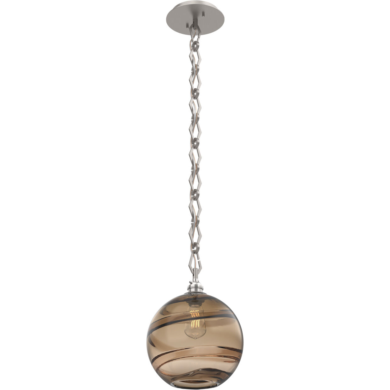 Terra 1 Light 9 inch Beige Silver Pendant Ceiling Light in Bronze Optic, Diamond Chain