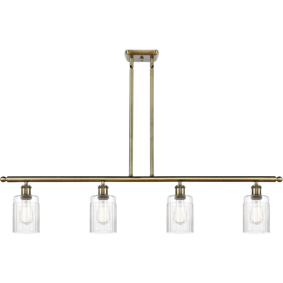 Ballston Hadley LED 48 inch Antique Brass Island Light Ceiling Light in Clear Glass, Ballston
