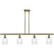 Ballston Hadley LED 48 inch Antique Brass Island Light Ceiling Light in Clear Glass, Ballston