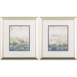 Abstract Blue and Teal and Green and Neutral Framed Art