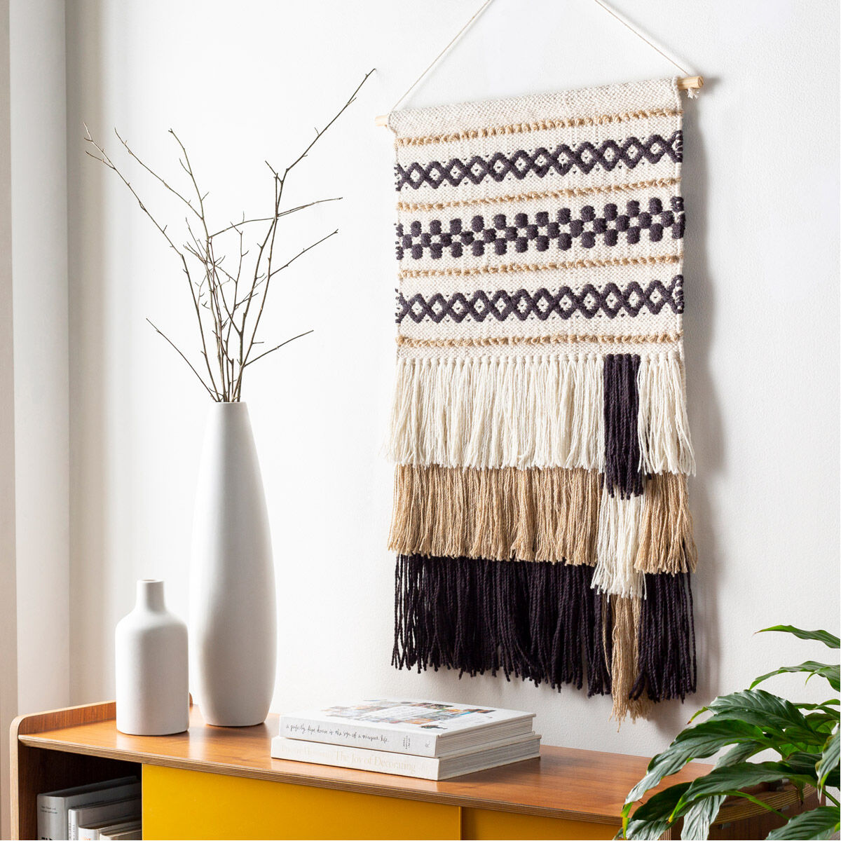 Saber Black/Beige/Khaki/Cream Wall Hangings, Rectangle